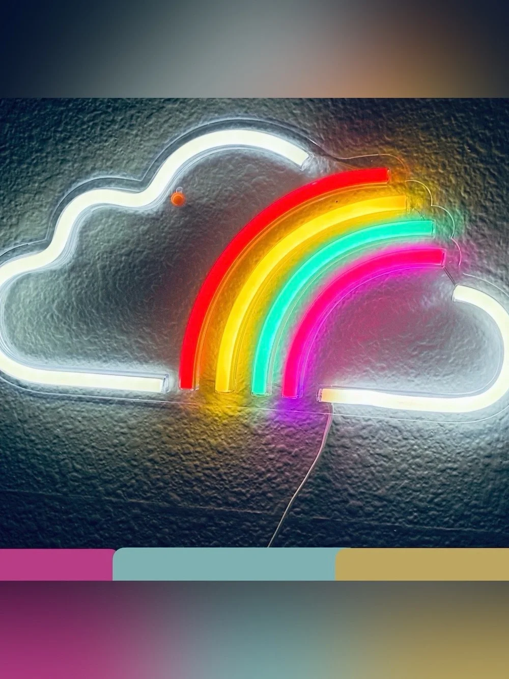 Rainbow Cloud/PEACE White LED Wall Light| MultI CLR Neon Accent.